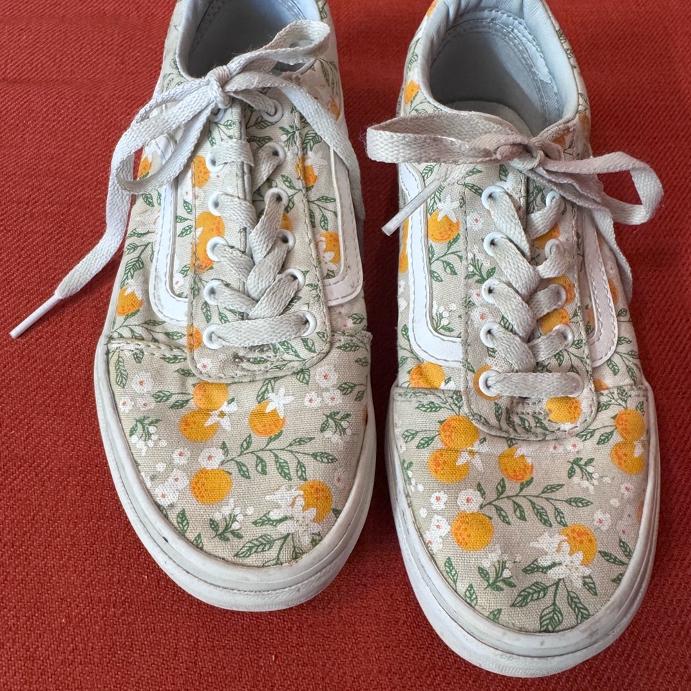 VANS kids Floral Canvas Sneakers with Orange Accents
